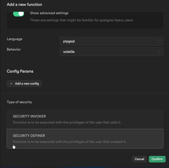 function setting