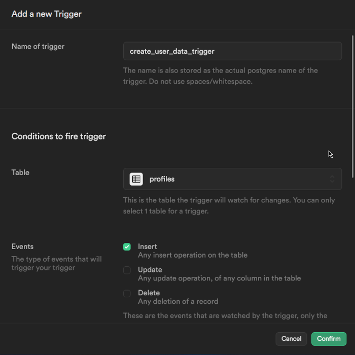 trigger setting