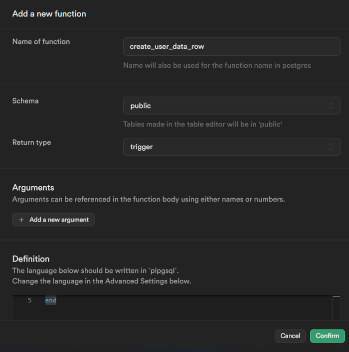 function setting
