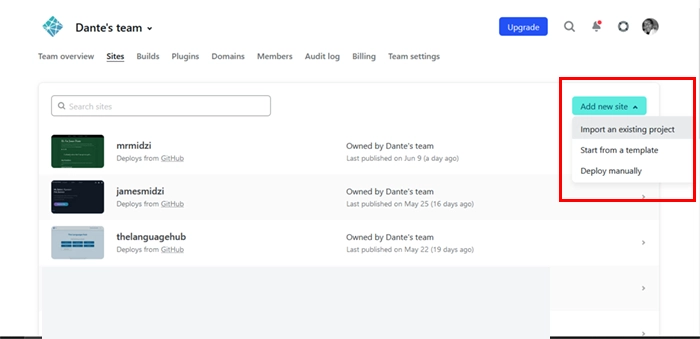 add existing site