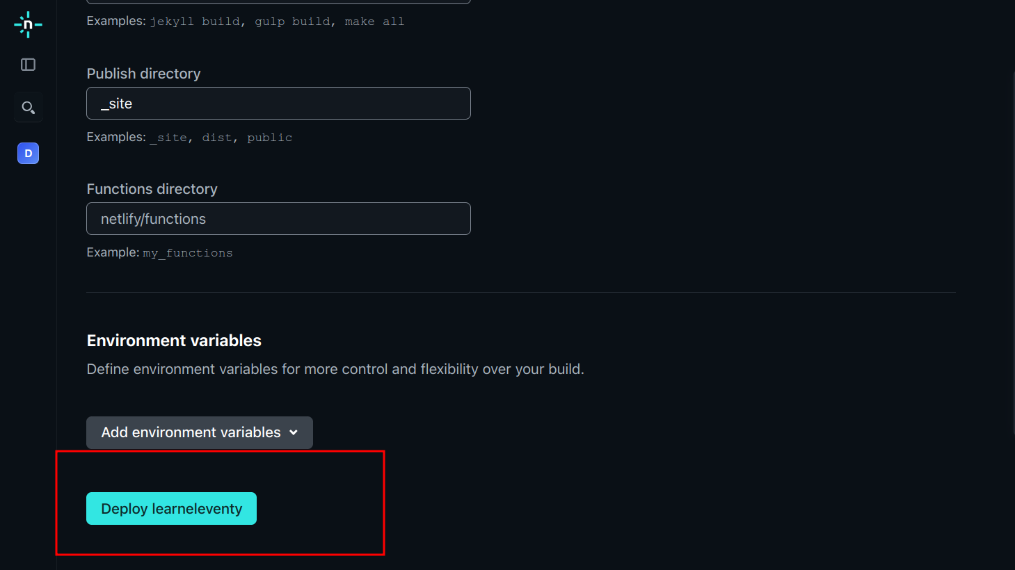 Deploy site